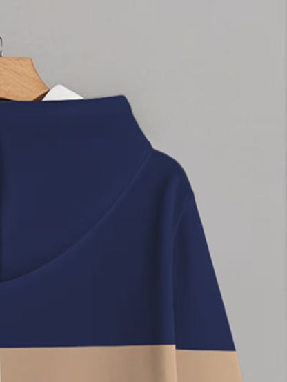 Sweat à capuche homme color-block avec capuche bicolore et motif géométrique