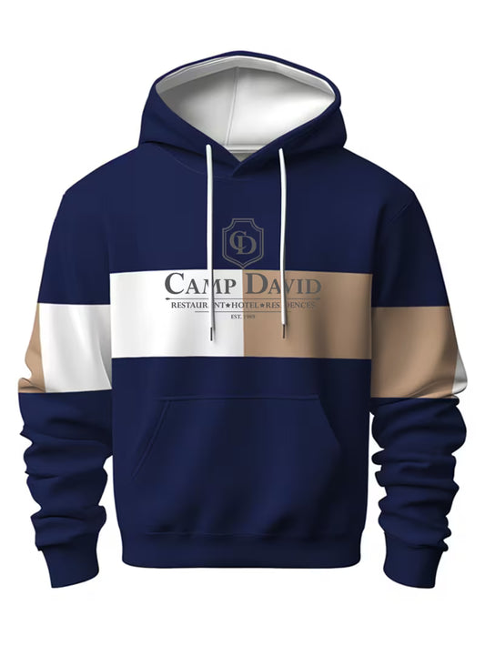 Sweat à capuche homme color-block avec capuche bicolore et motif géométrique