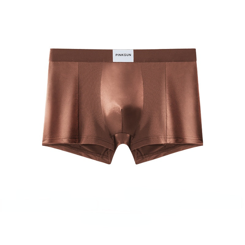 Ensemble de 4 sous-vêtements pour hommes en soie glacée, antibactériens, respirants et confortables, avec short en maille unie.