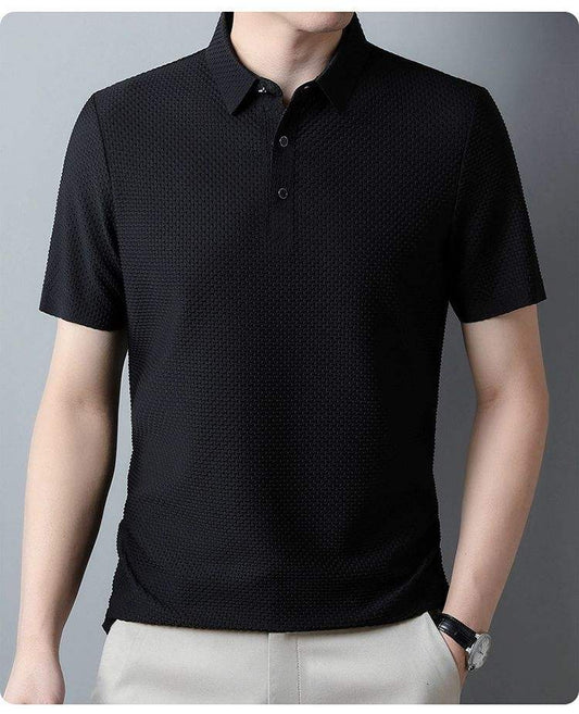 🍃Nouveau T-shirt business en soie, couleur unie