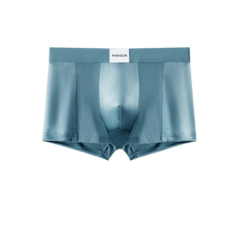 Ensemble de 4 sous-vêtements pour hommes en soie glacée, antibactériens, respirants et confortables, avec short en maille unie.