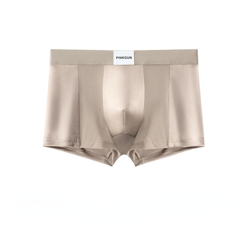 Ensemble de 4 sous-vêtements pour hommes en soie glacée, antibactériens, respirants et confortables, avec short en maille unie.