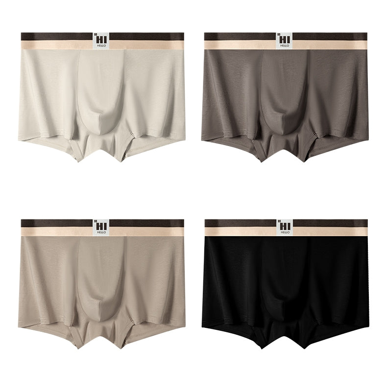 Lot de 4 sous-vêtements en coton pour hommes, boxers à taille élastique