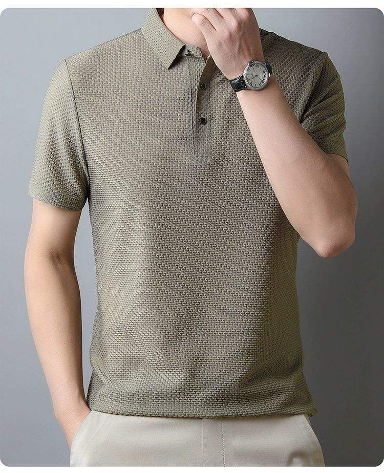 🍃Nouveau T-shirt business en soie, couleur unie