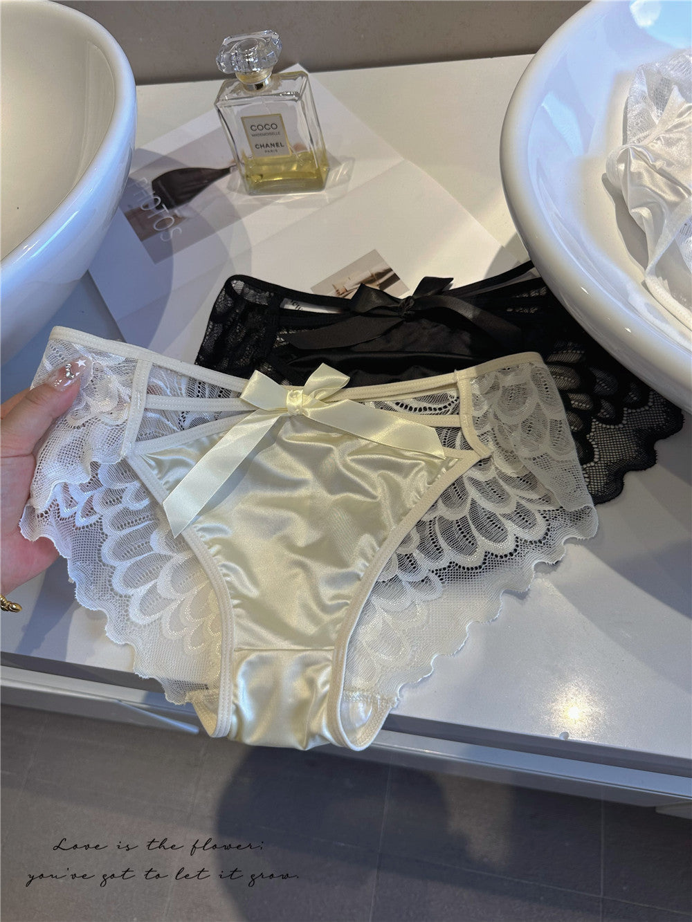 Lot de 4 culottes en dentelle unie, sexy et douces, en nylon sans coutures et respirantes