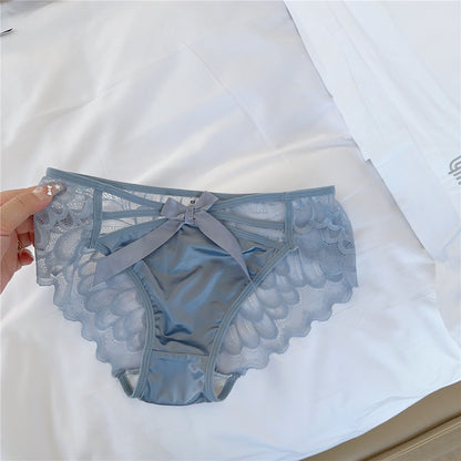 Lot de 4 culottes en dentelle unie, sexy et douces, en nylon sans coutures et respirantes