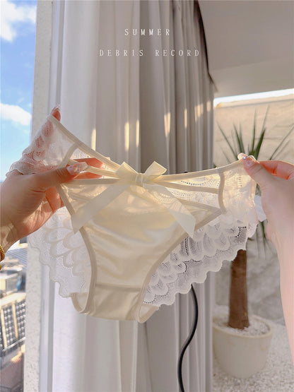 Lot de 4 culottes en dentelle unie, sexy et douces, en nylon sans coutures et respirantes