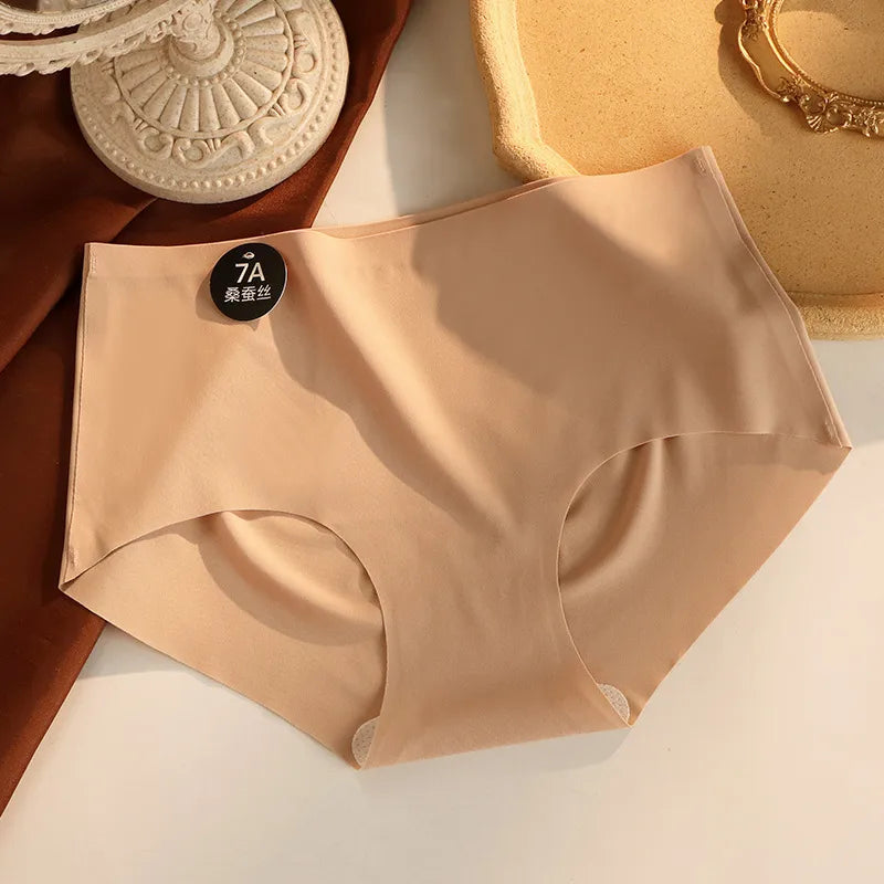 lot de 5 Culottes 💖 taille mi-haute sans coutures, couleur unie