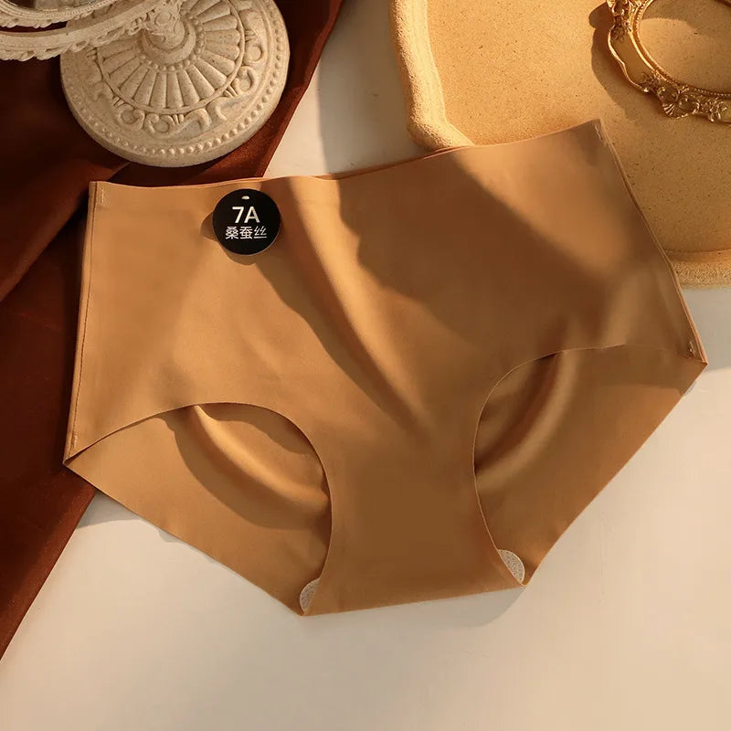 lot de 5 Culottes 💖 taille mi-haute sans coutures, couleur unie