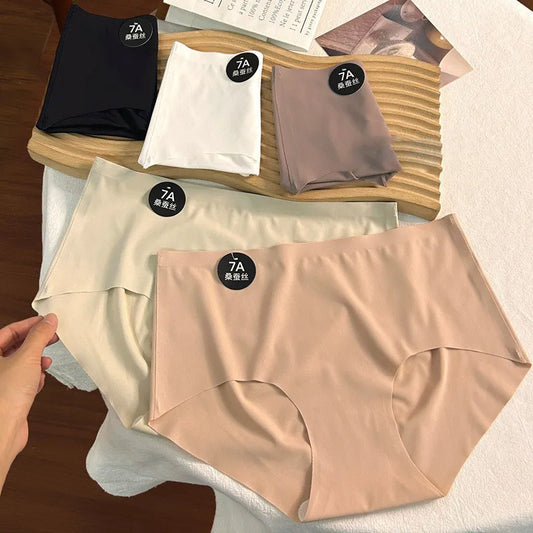 lot de 5 Culottes 💖 taille mi-haute sans coutures, couleur unie