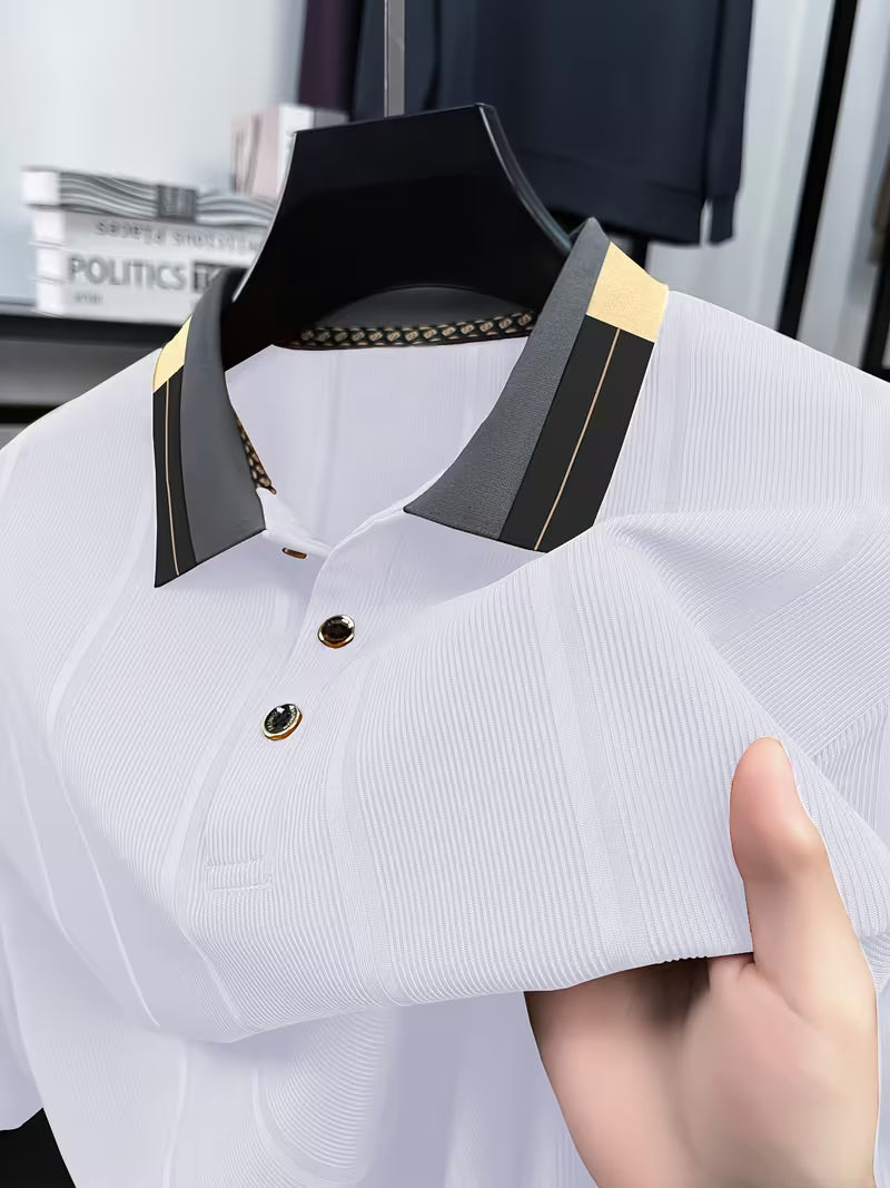 Nouveau polo à manches courtes pour homme, style décontracté, couleur unie
