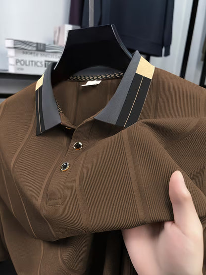 Nouveau polo à manches courtes pour homme, style décontracté, couleur unie