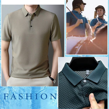 🍃Nouveau T-shirt business en soie, couleur unie